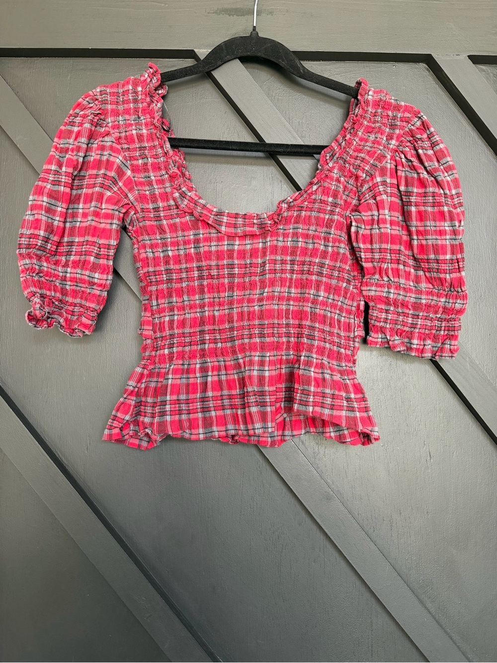 Damson Madder Meghan Red Check Blouse, Size 8 - Picture 8 of 10
